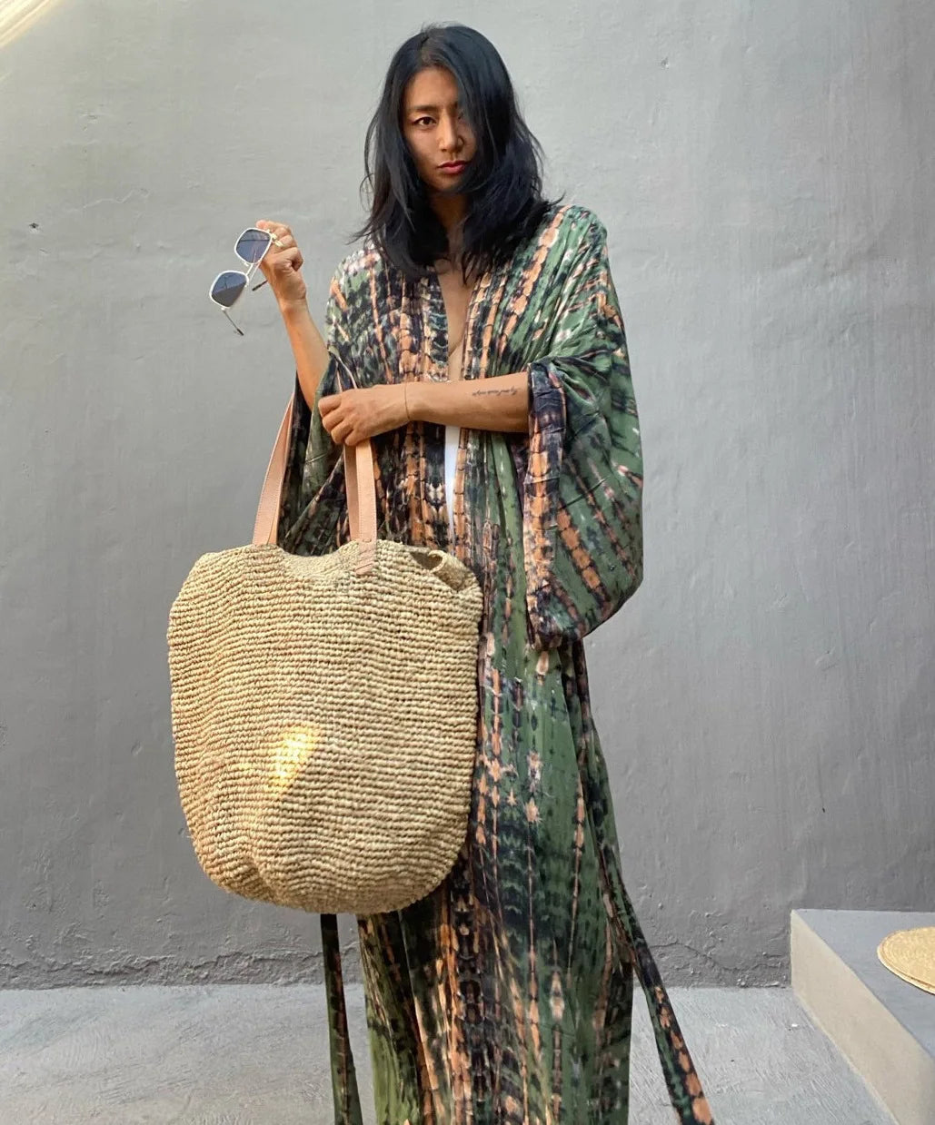 Tie Dye Kimono Wrap Dress | Self-Belted Beach Cover-Up for Women