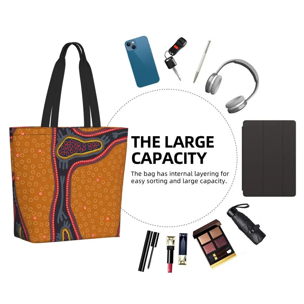 African Ankara Print Canvas Tote Bag | Washable Bohemian Shoulder Shopper