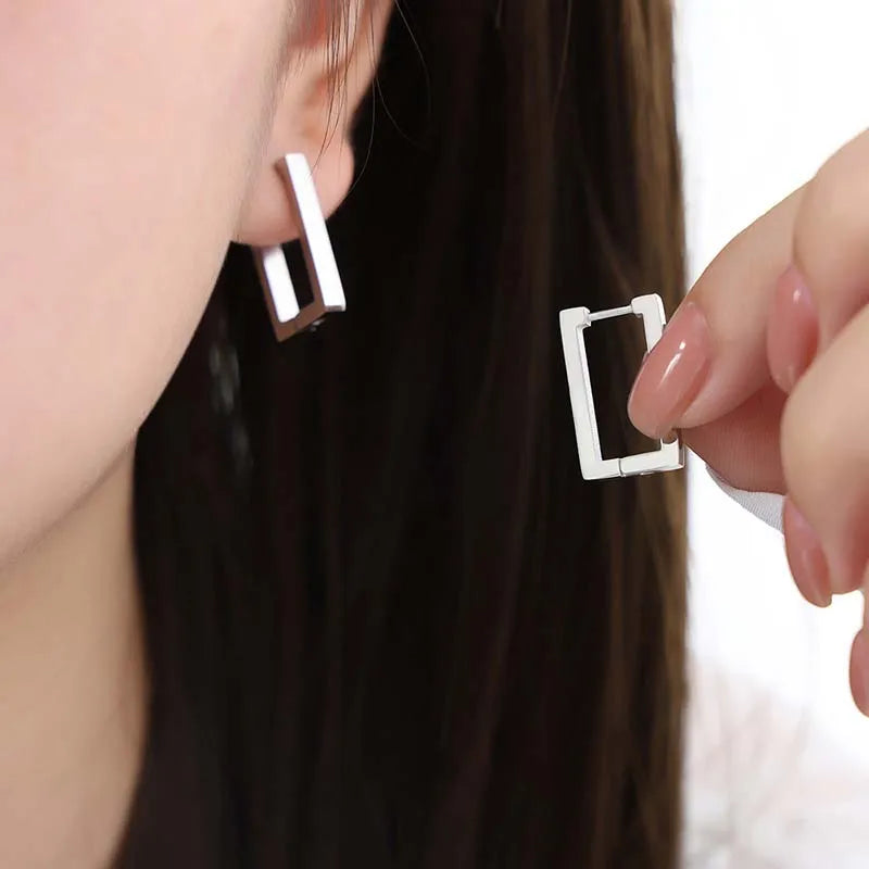 Metal Square Geometric Hoop Earrings | Gold & Silver Trendy Jewelry for Women