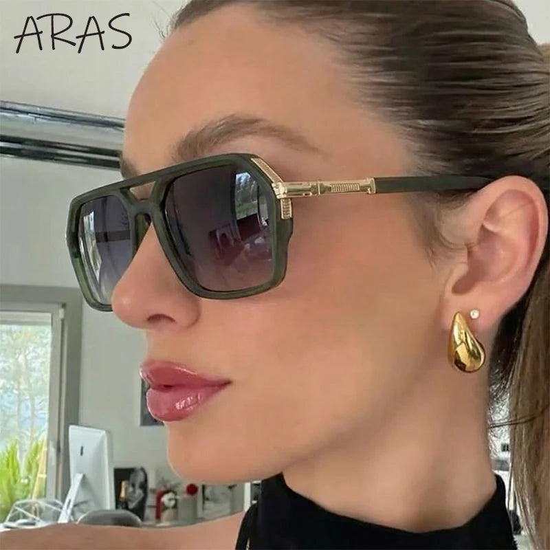 Vintage Steampunk Double Bridge Sunglasses | Polarized & Classic Shades for Women