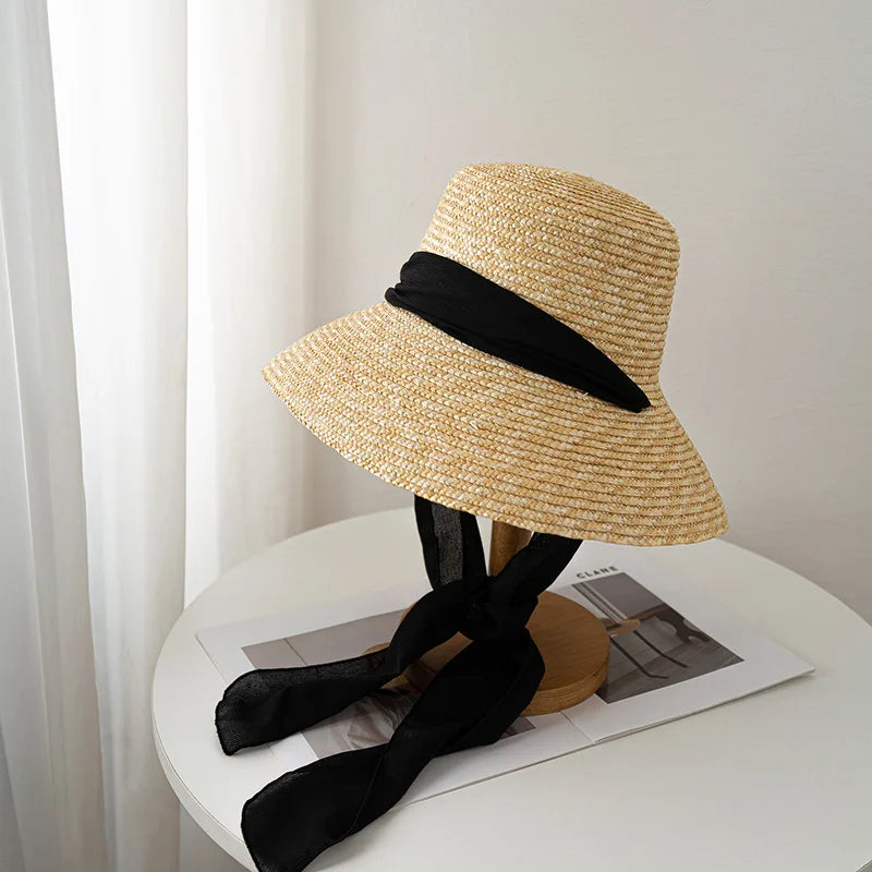 Bow Ribbon Big Brim Straw Sun Hat