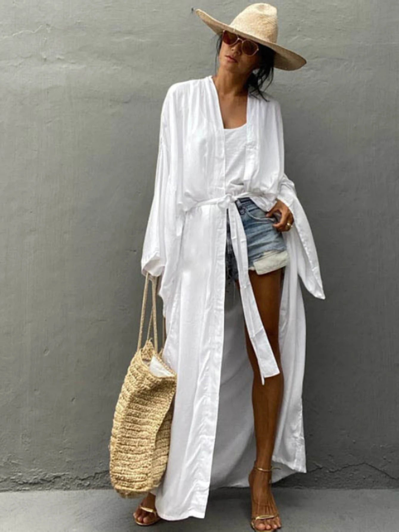 Boho Kimono Cardigan | Open Front Beach Cover-Up Robe for Women