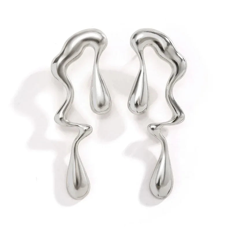 Metallic Irregular Punk Drop Earrings | Exaggerated Geometric Earrings for Women