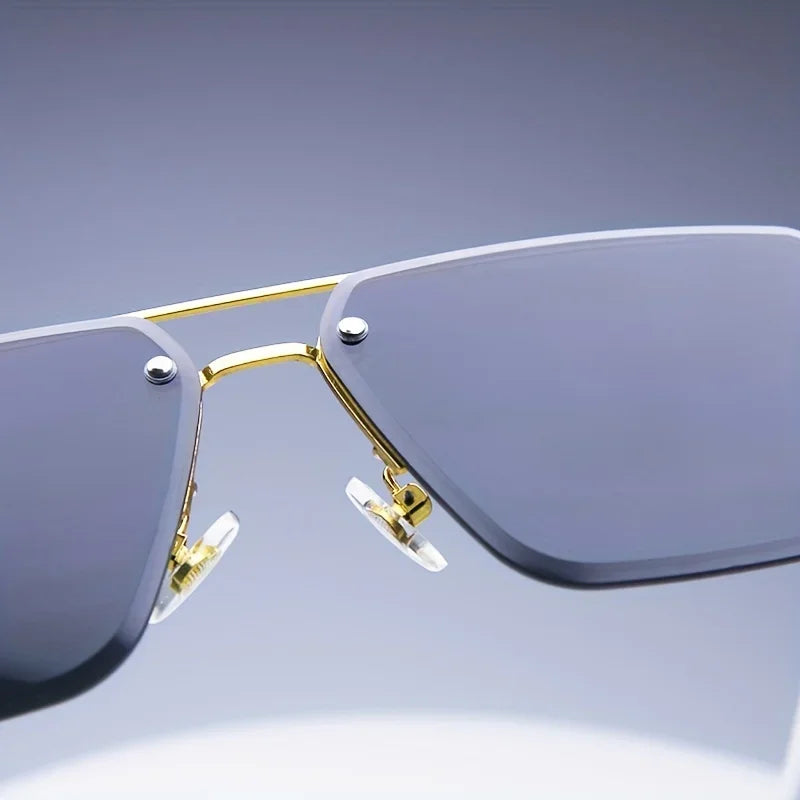 Rimless Square Sunglasses | UV400 Frameless Shades for Women & Men