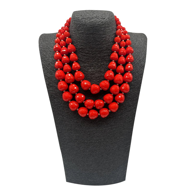 African Beads Statement Necklace | Multilayer Big Beads Necklace