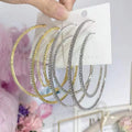 Crystal Rhinestone Big Hoop Earrings | 30–80mm Circle Hoops in Gold, Silver, Black & Rose Gold