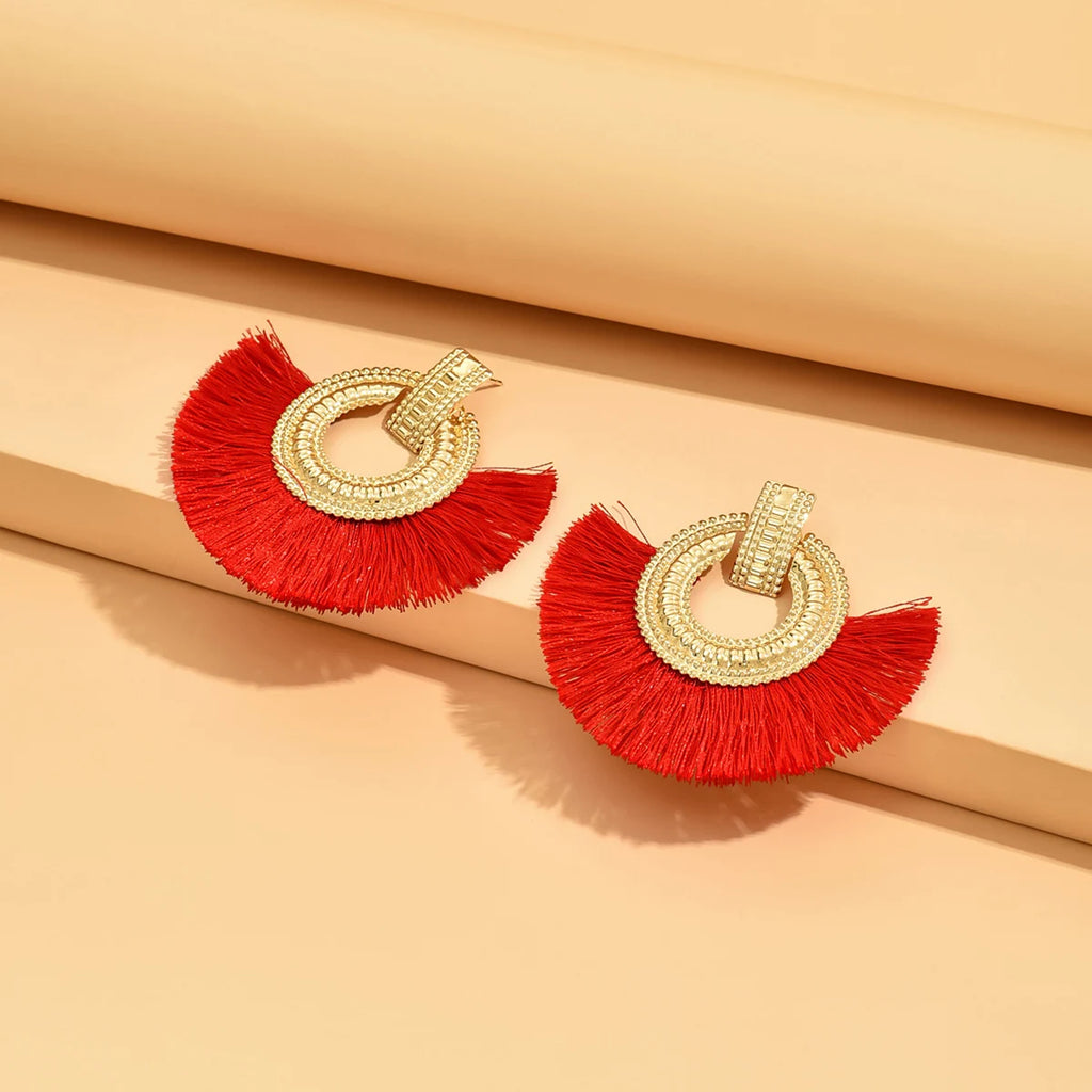 Boho Geometric Fan Stud Earrings | Bold Statement Earrings for Women