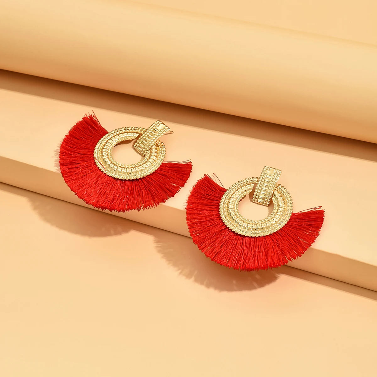 Boho Geometric Fan Stud Earrings | Bold Statement Earrings for Women