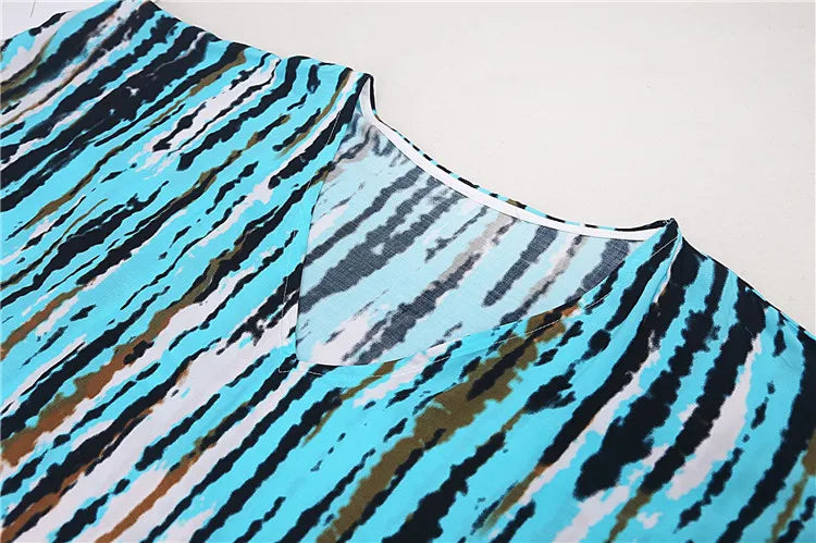 Bohemian Striped Beach Dress | Printed Kaftan Swimsuit Cover Up for Women