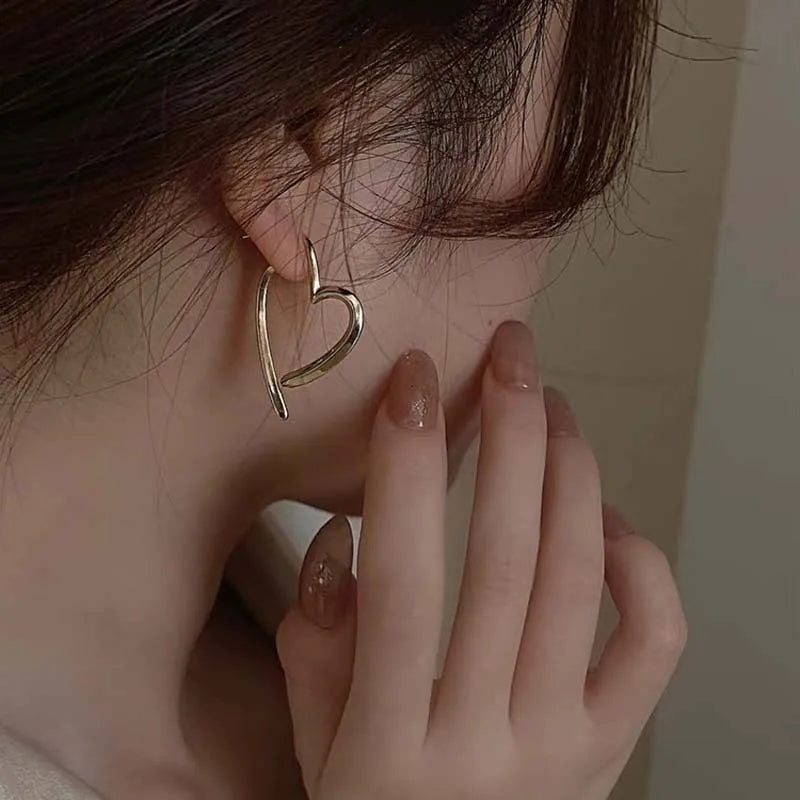 Punk Gothic Hollow Heart Hoop Earrings | Metal Cross Drop Earrings for Women