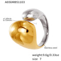 18K Gold Plated Stainless Steel Ring | Enamel Chunky Open Ring