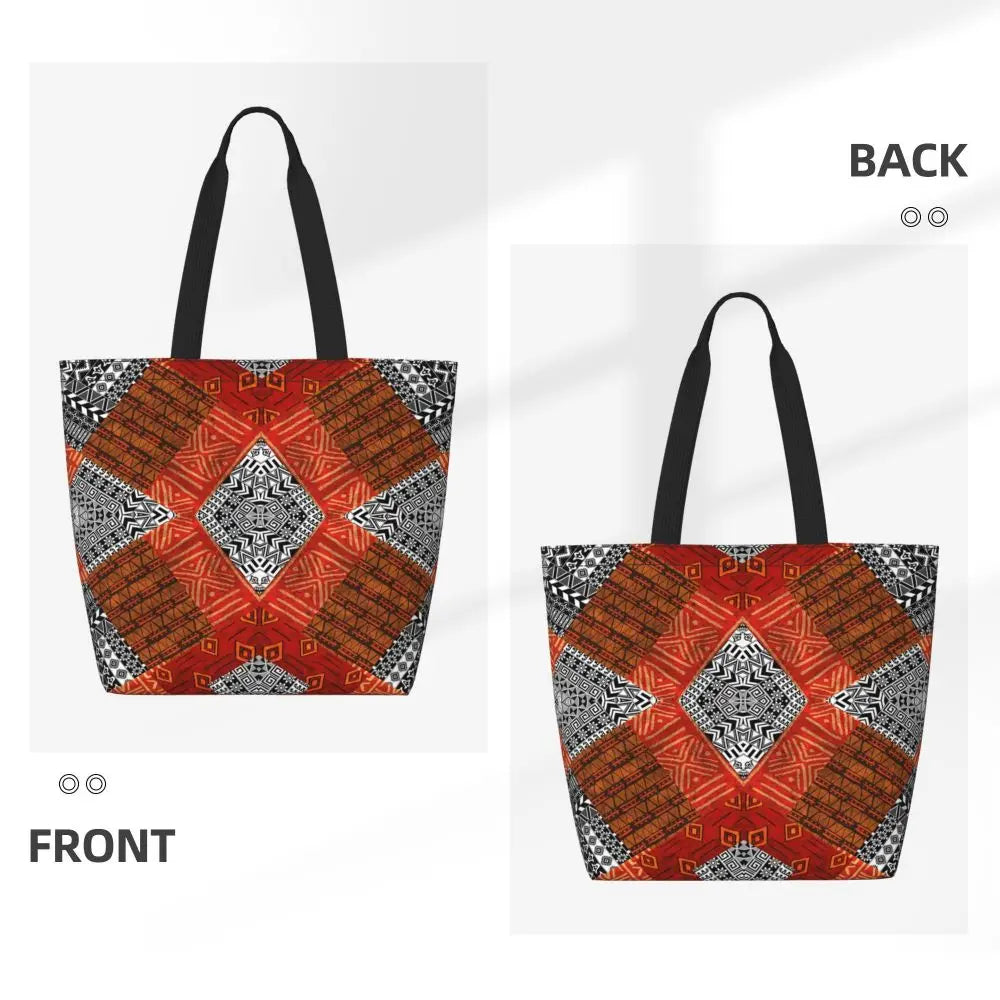 African Ankara Print Canvas Tote Bag | Washable Bohemian Shoulder Shopper