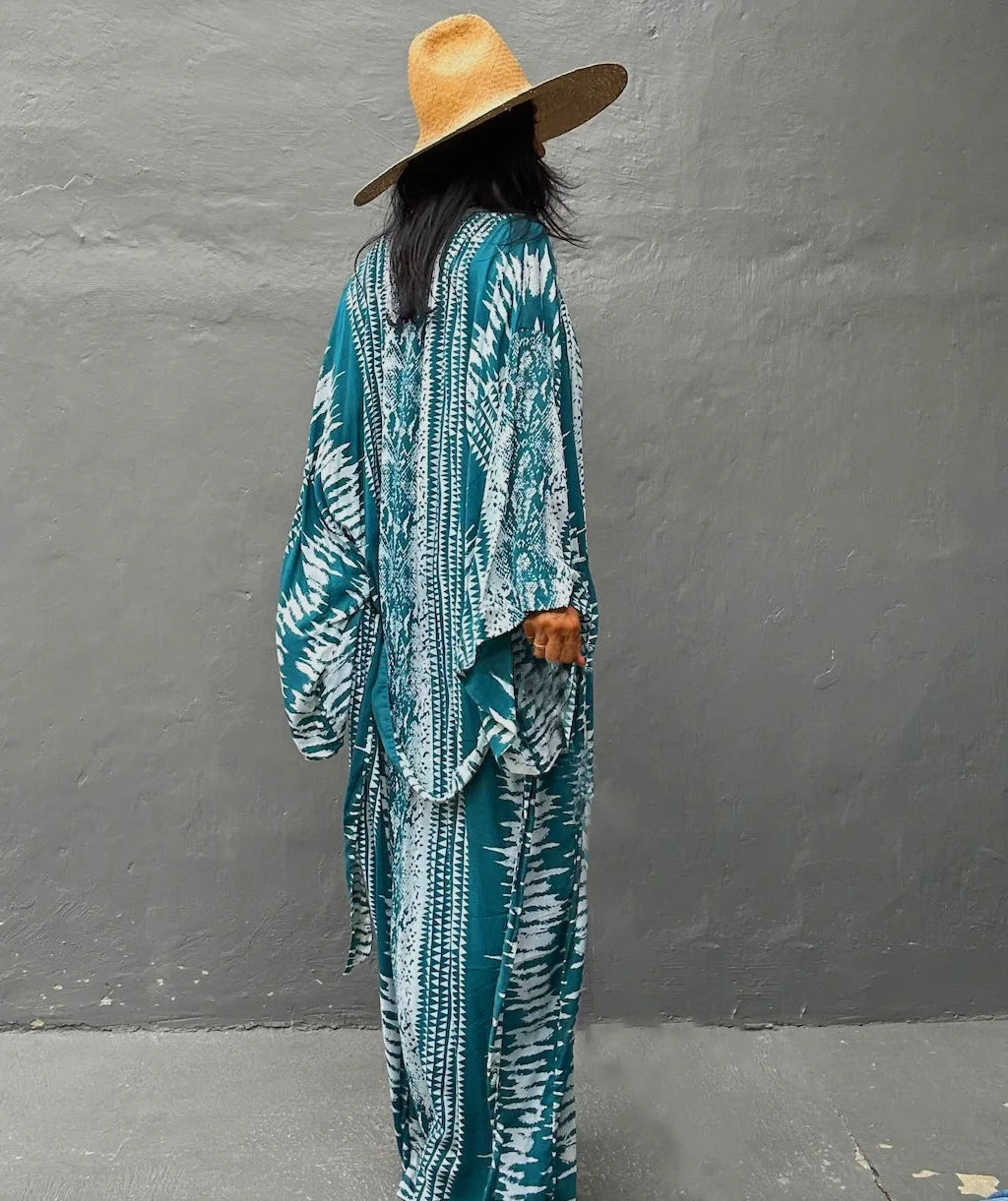 Tie Dye Kimono Wrap Dress | Self-Belted Beach Cover-Up for Women