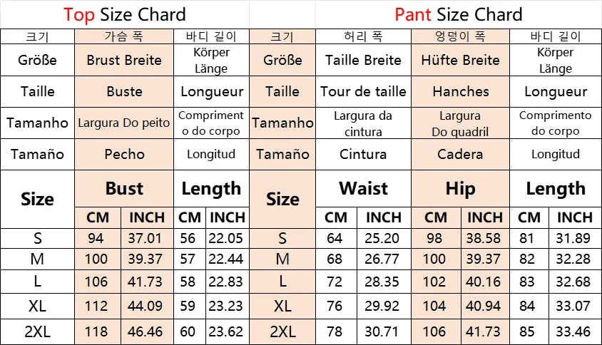 Size chart for a V-neck striped chiffon top and ripped jeans pants measurements