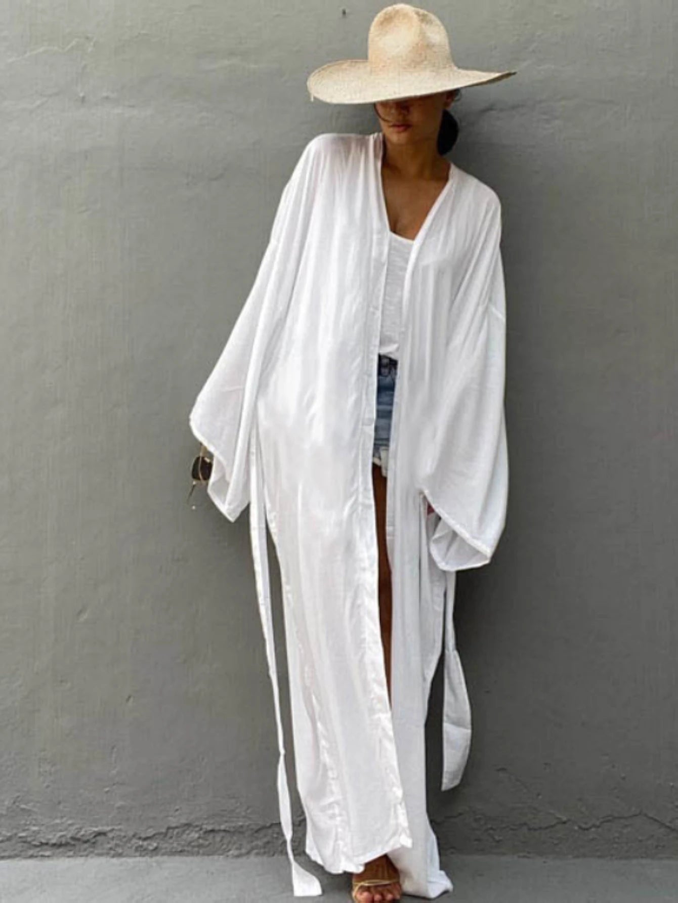 Boho Kimono Cardigan | Open Front Beach Cover-Up Robe for Women