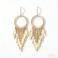 Gold Ring Tassel Drop Earrings | Geometric KC Gold-Plated Earrings for Women