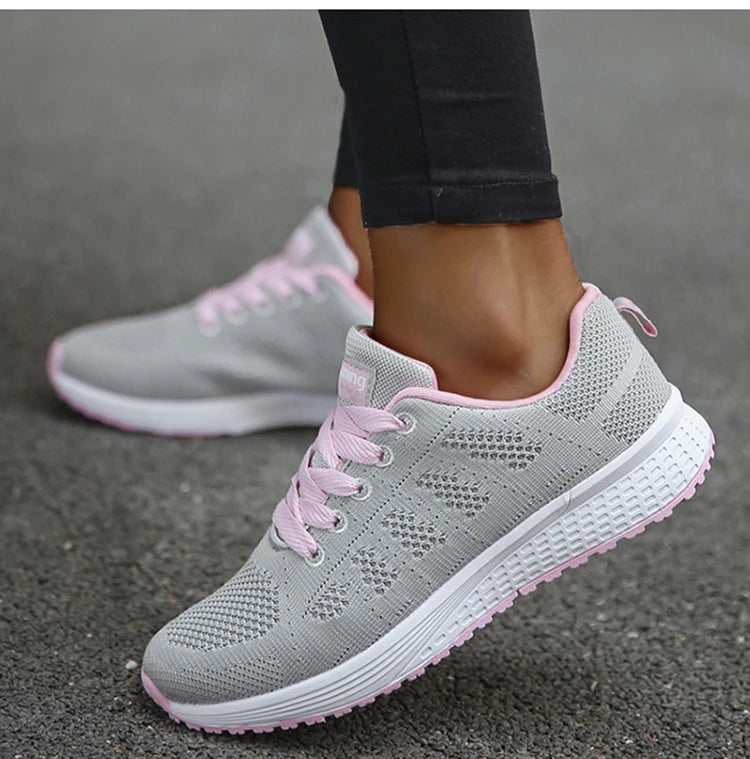 Women's Mesh Lace-Up Sneakers | Lightweight Casual Sports Shoes