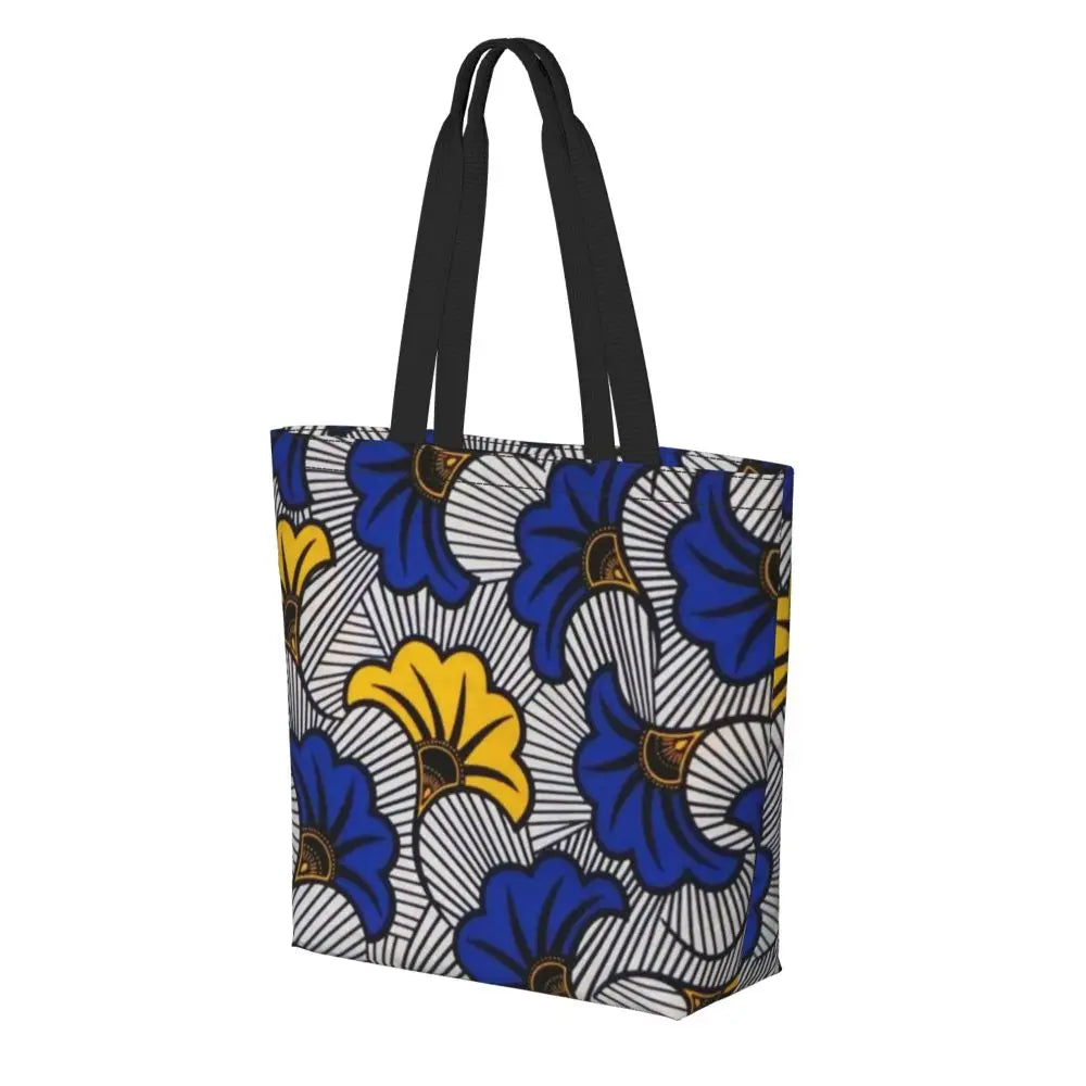 African Ankara Print Canvas Tote Bag | Washable Bohemian Shoulder Shopper