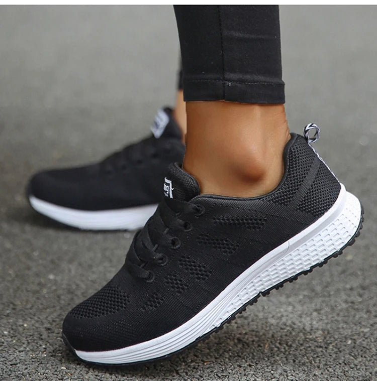 Women's Mesh Lace-Up Sneakers | Lightweight Casual Sports Shoes