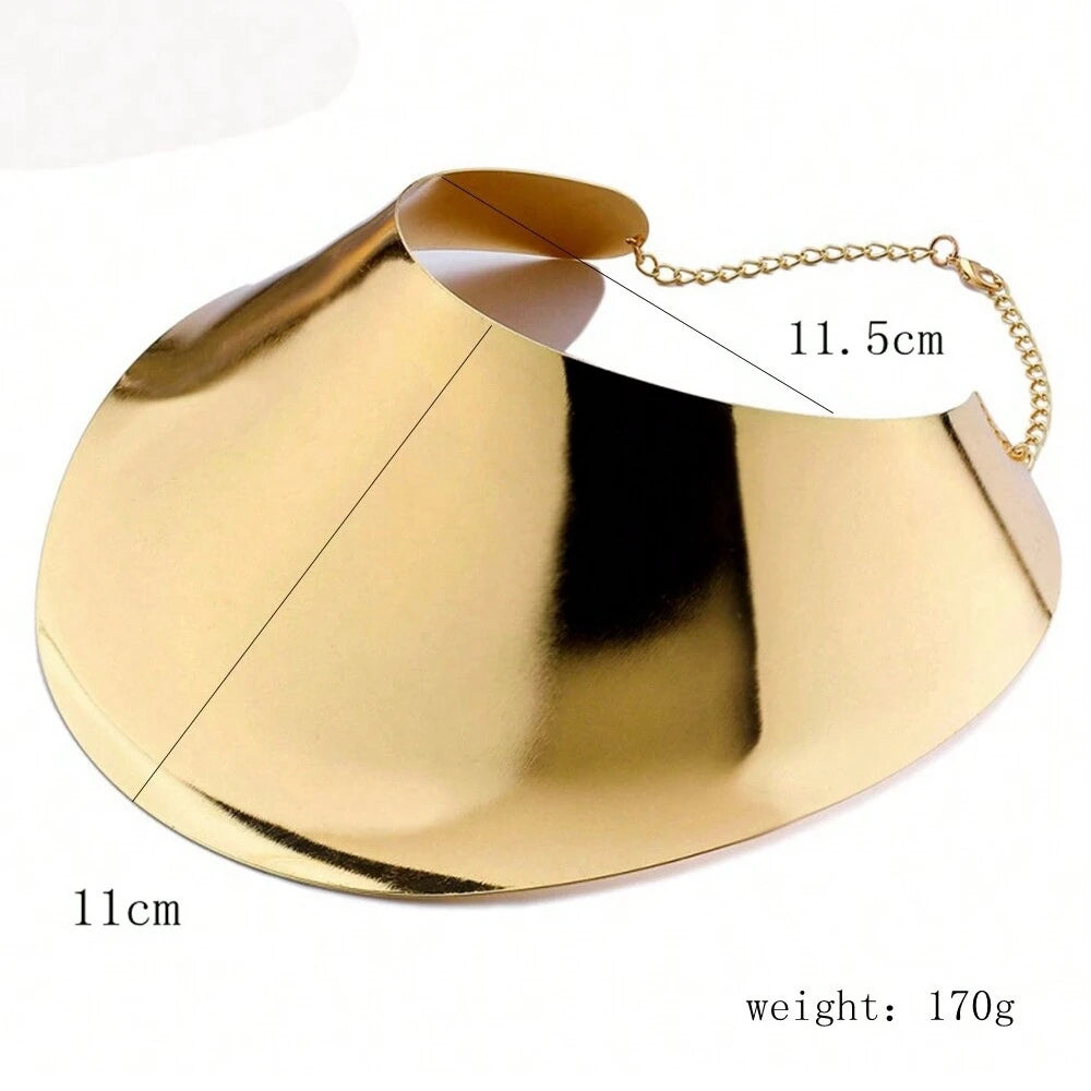 African Gold Punk Collar Choker Necklace | Exaggerated Metal Statement Necklace for Women
