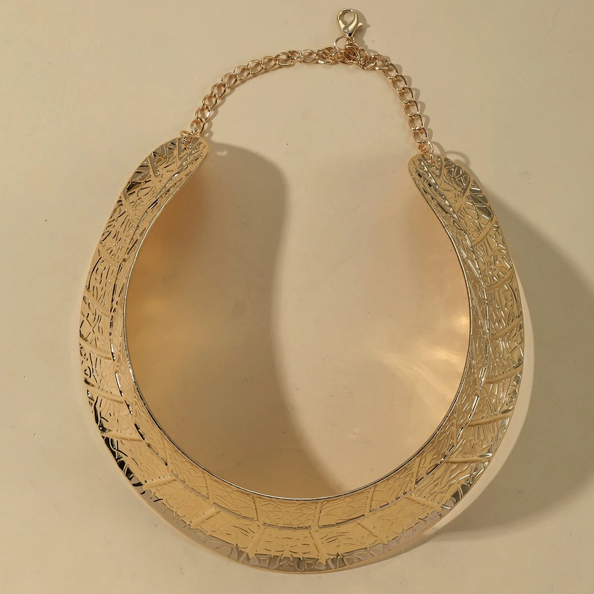 African Gold Punk Collar Choker Necklace | Exaggerated Metal Statement Necklace for Women