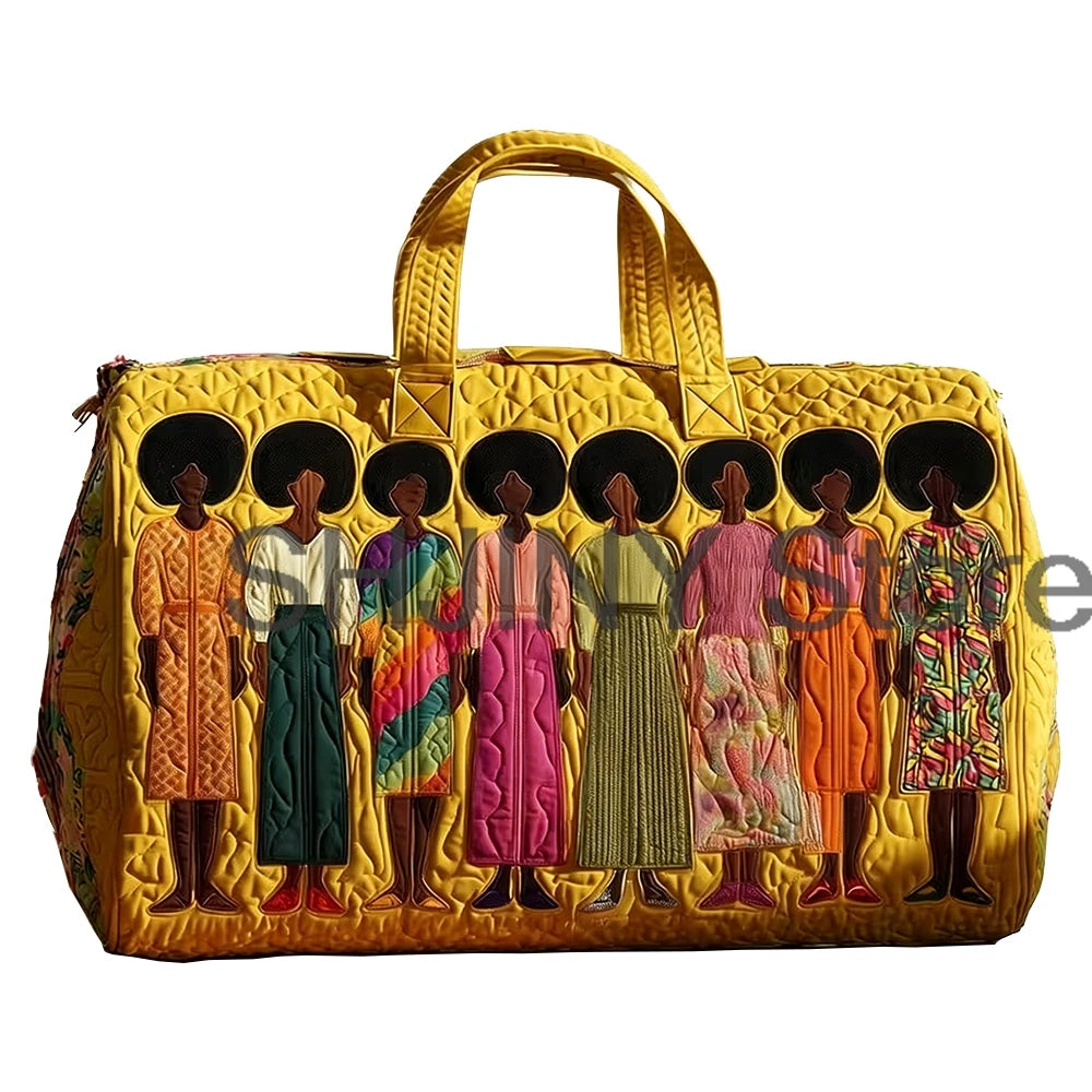 African American Women's Quilted Duffle Bag | Weekender Travel Tote