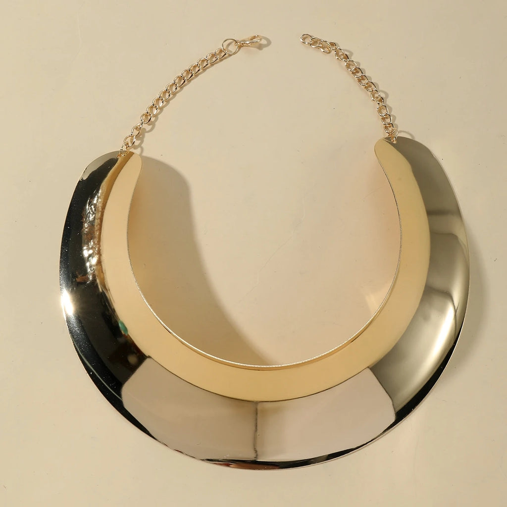African Gold Punk Collar Choker Necklace | Exaggerated Metal Statement Necklace for Women