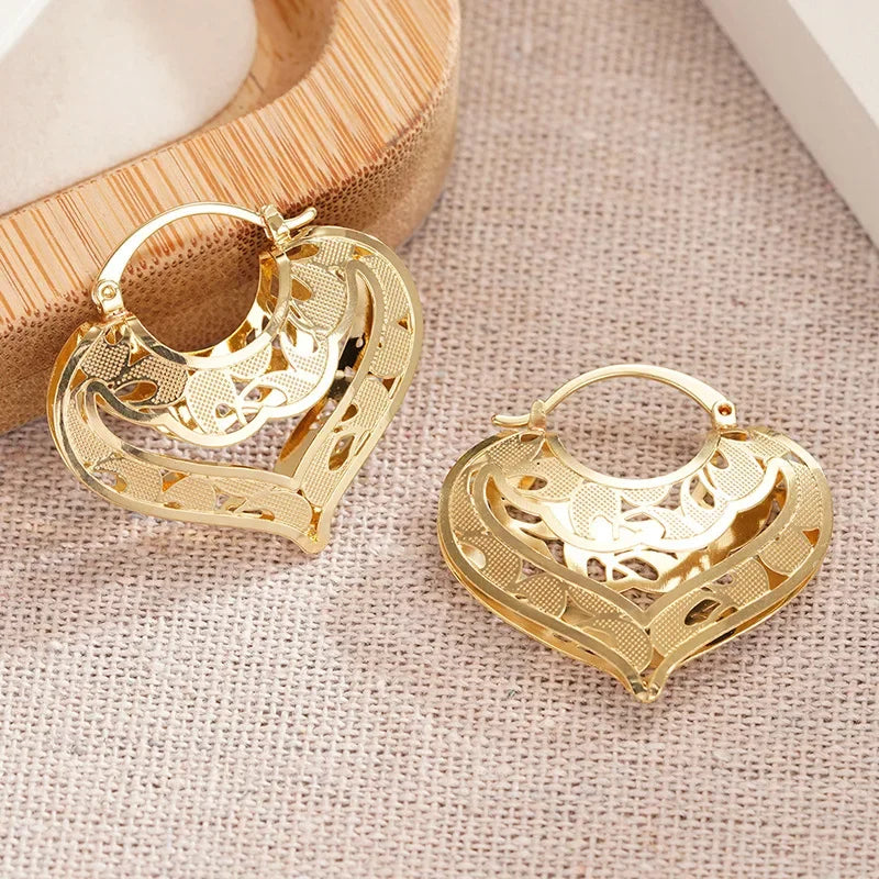 CZ Hollow Flower Hoop Earrings | Elegant Cubic Zirconia Ethnic Style Earrings for Women