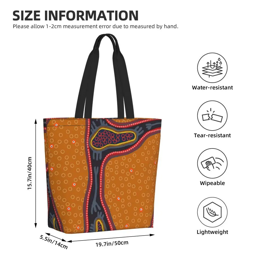 African Ankara Print Canvas Tote Bag | Washable Bohemian Shoulder Shopper