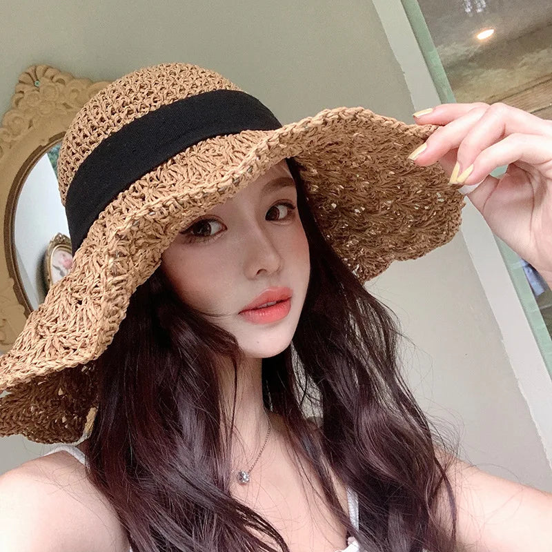 Foldable Big Brim Straw Panama Sun Hat