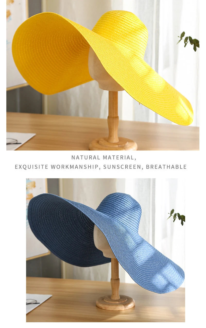 Oversized Wide Brim Foldable Straw Sun Hat