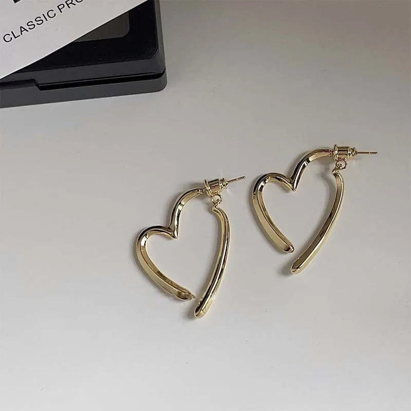 Punk Gothic Hollow Heart Hoop Earrings | Metal Cross Drop Earrings for Women