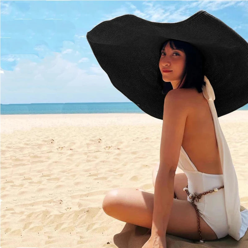 Oversized Wide Brim Foldable Straw Sun Hat