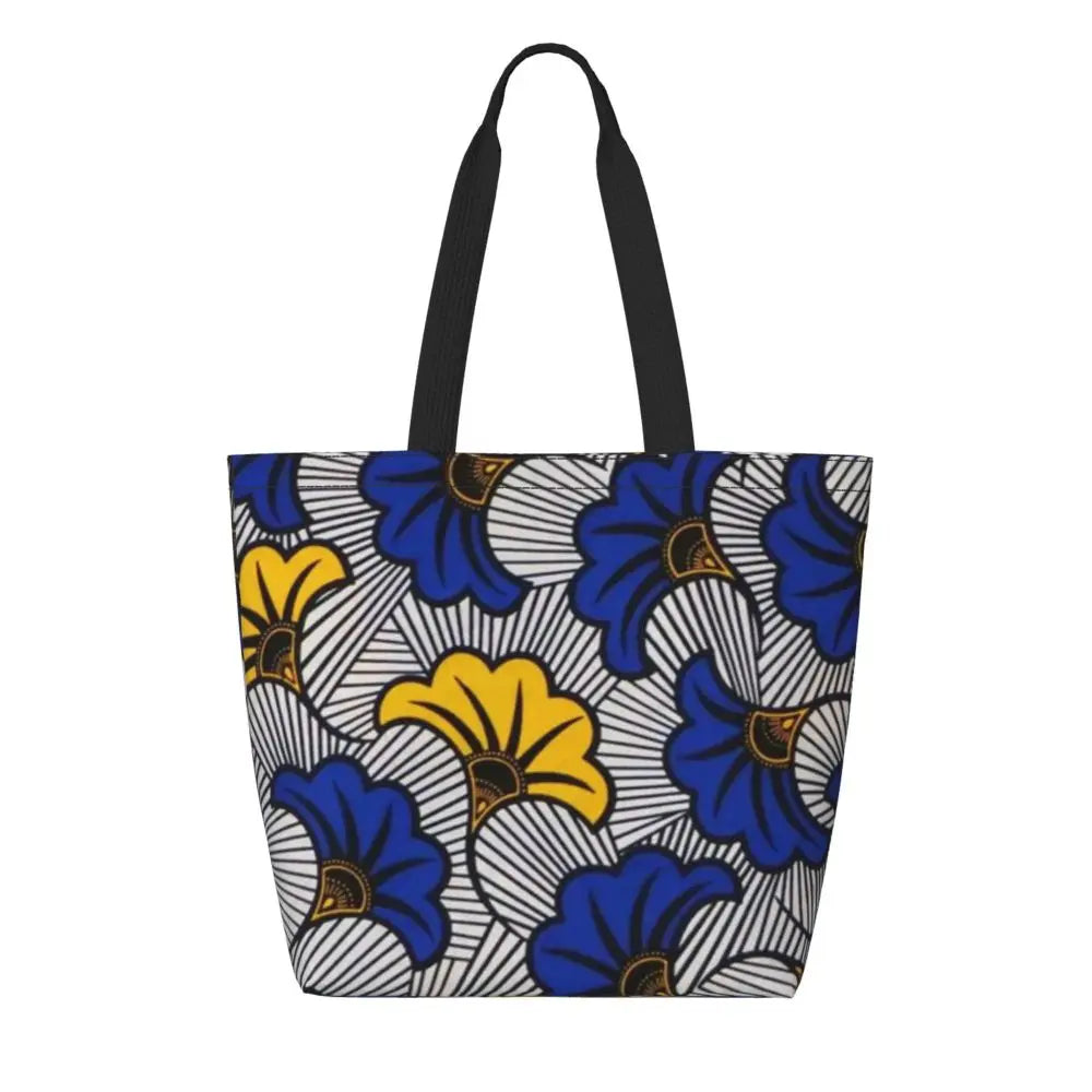 African Ankara Print Canvas Tote Bag | Washable Bohemian Shoulder Shopper