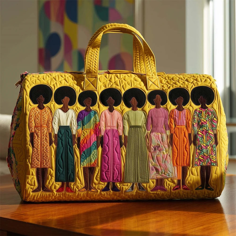 African American Women's Quilted Duffle Bag | Weekender Travel Tote