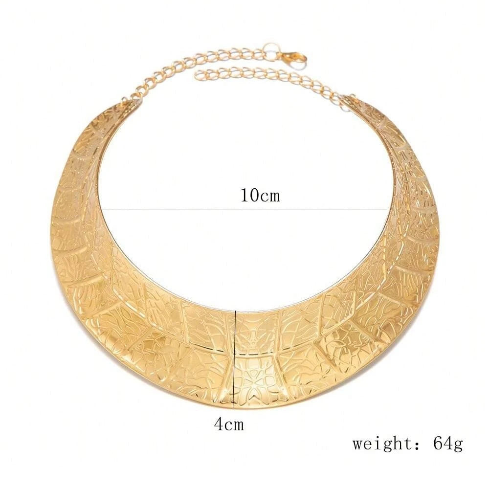African Gold Punk Collar Choker Necklace | Exaggerated Metal Statement Necklace for Women