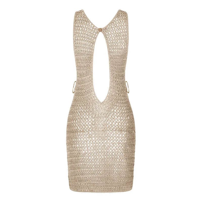 Cut-Out Corset Mini Beach Dress | Swimwear Cover Up for Women