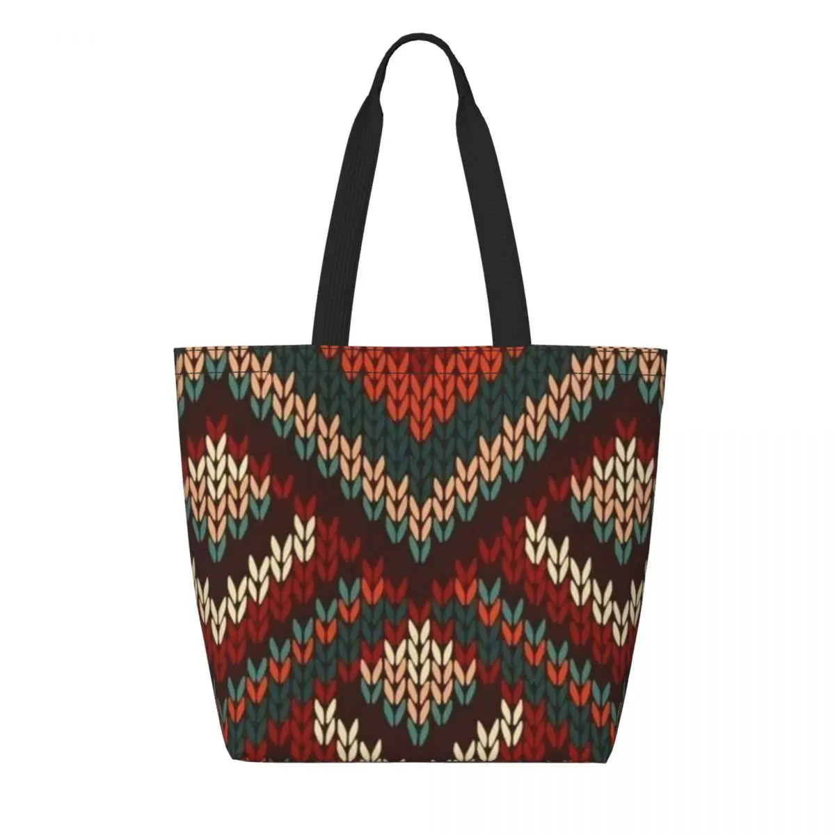 African Ankara Print Canvas Tote Bag | Washable Bohemian Shoulder Shopper