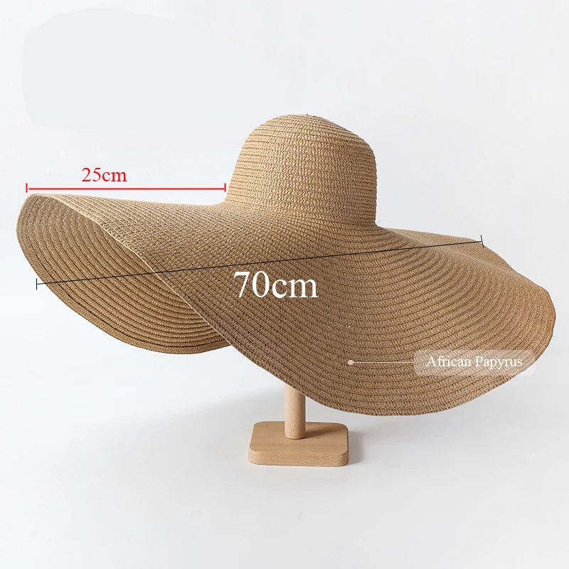 Oversized Wide Brim Foldable Straw Sun Hat