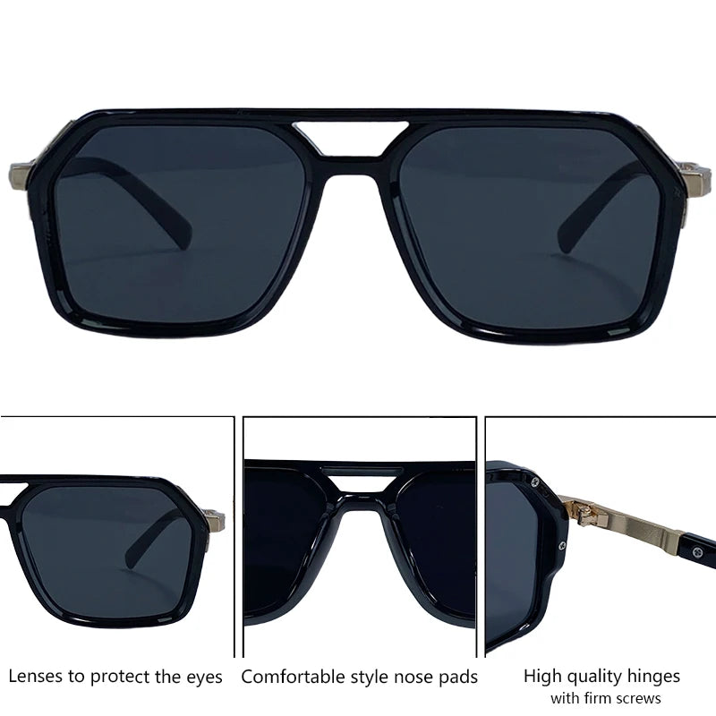 Vintage Steampunk Double Bridge Sunglasses | Polarized & Classic Shades for Women