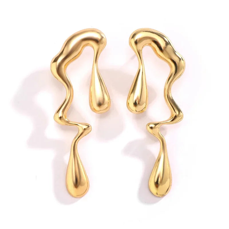 Metallic Irregular Punk Drop Earrings | Exaggerated Geometric Earrings for Women