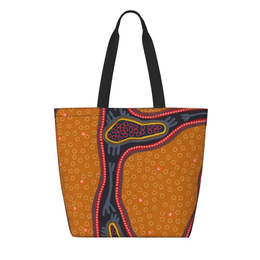 African Ankara Print Canvas Tote Bag | Washable Bohemian Shoulder Shopper