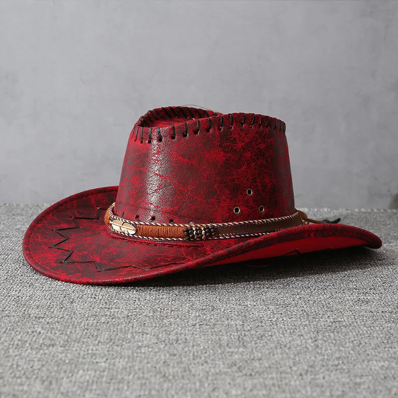 Vintage Faux Leather Western Cowboy Hat
