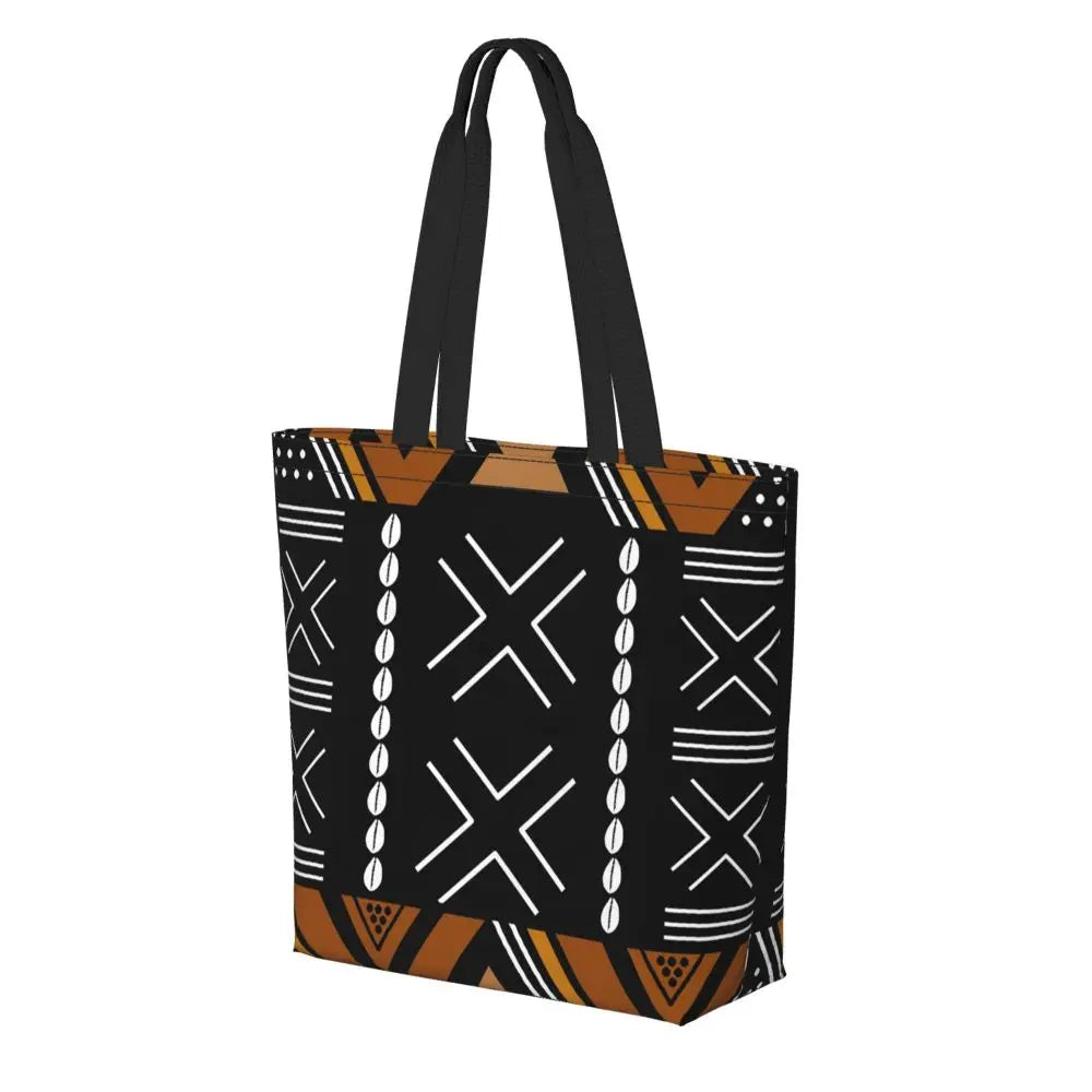 African Ankara Print Canvas Tote Bag | Washable Bohemian Shoulder Shopper