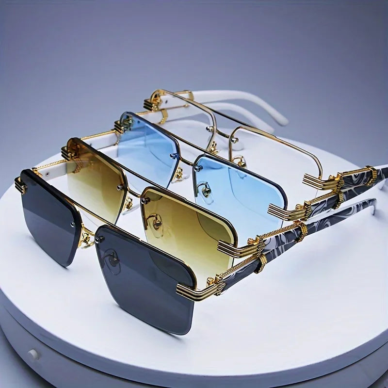 Rimless Square Sunglasses | UV400 Frameless Shades for Women & Men