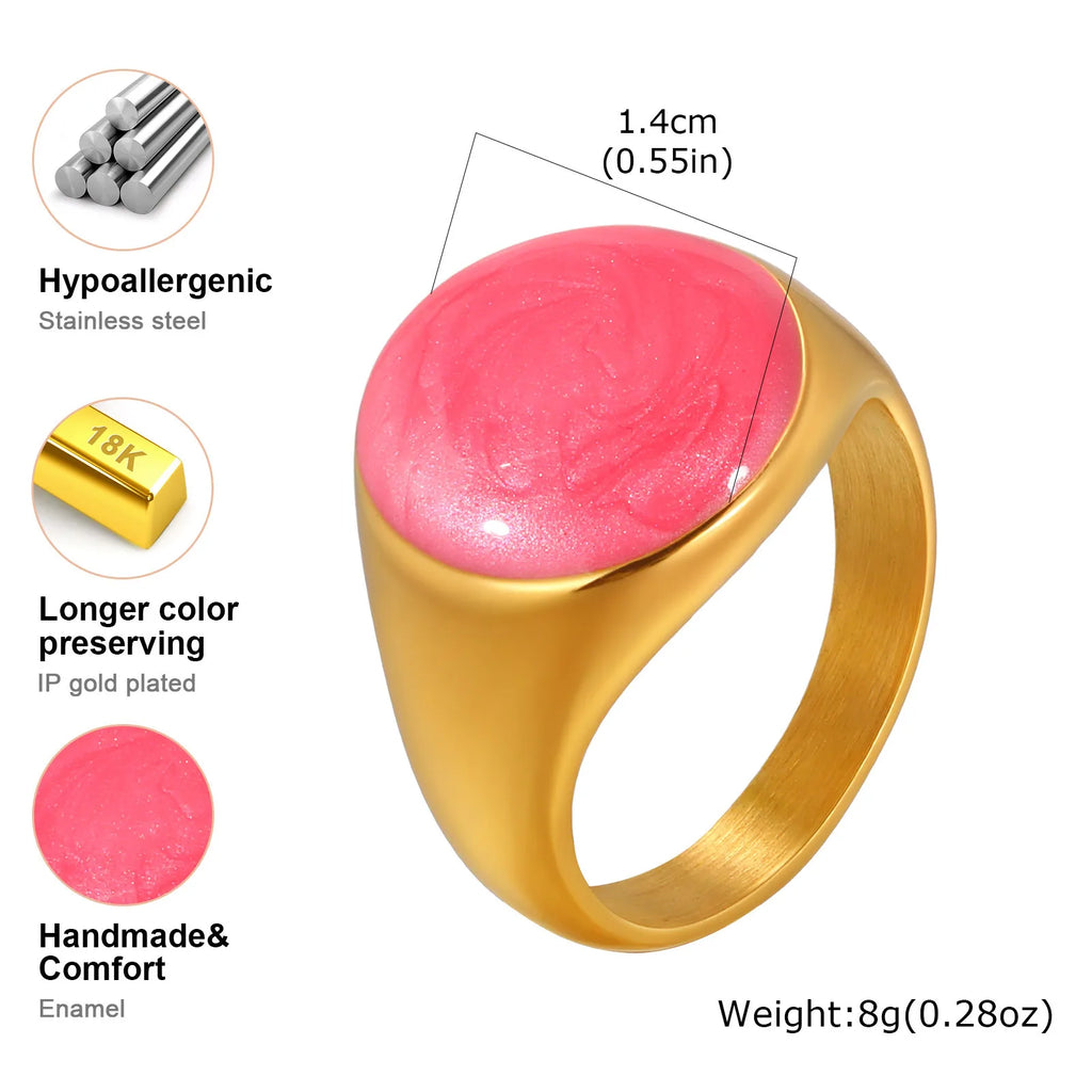 Chunky Enamel Crossover Ring | Bold Geometric Stainless Steel Stackable Ring for Women