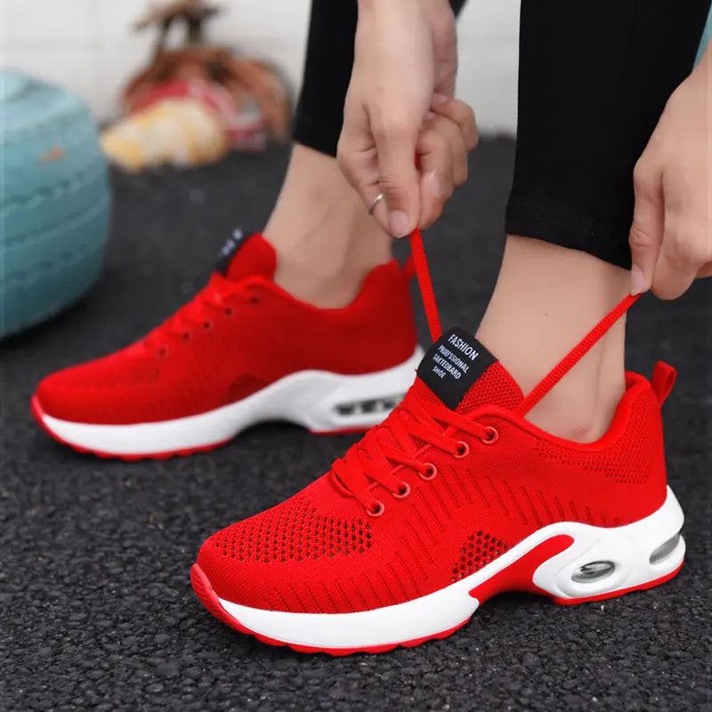 Women's Lightweight Knit Sneakers | Non-Slip Casual Lace-Up Shoes