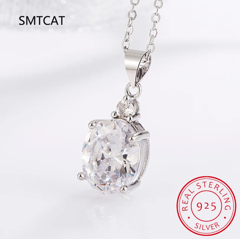 Citrine Pendant Necklace | 925 Sterling Silver Zircon Crystal Necklace for Women