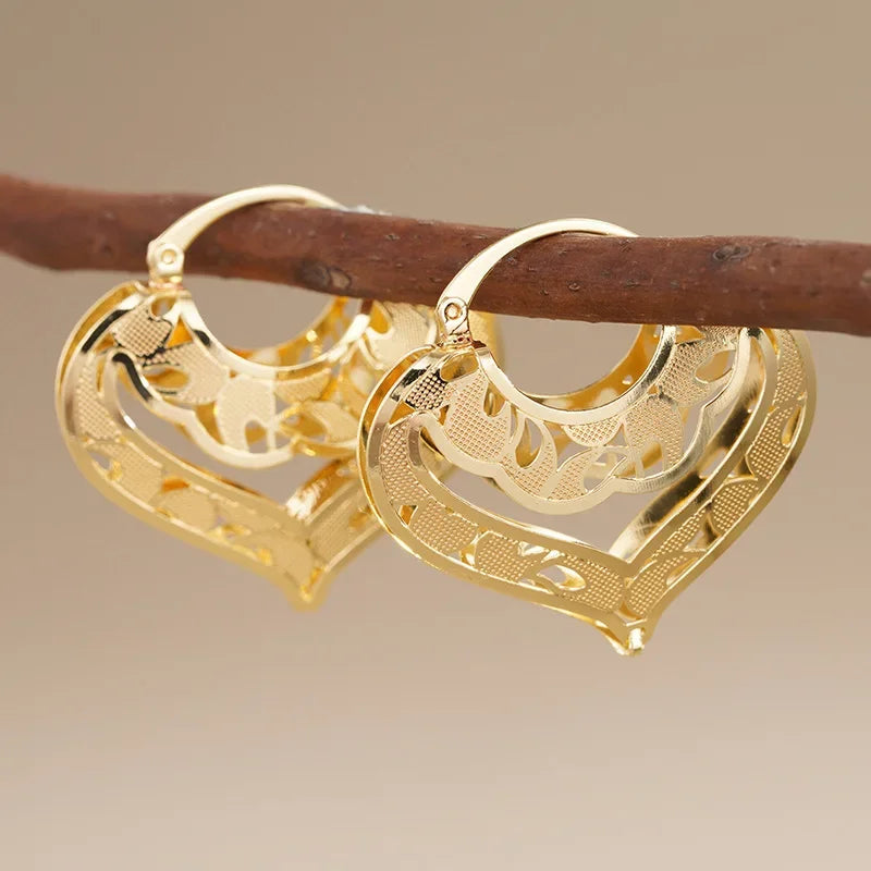 CZ Hollow Flower Hoop Earrings | Elegant Cubic Zirconia Ethnic Style Earrings for Women
