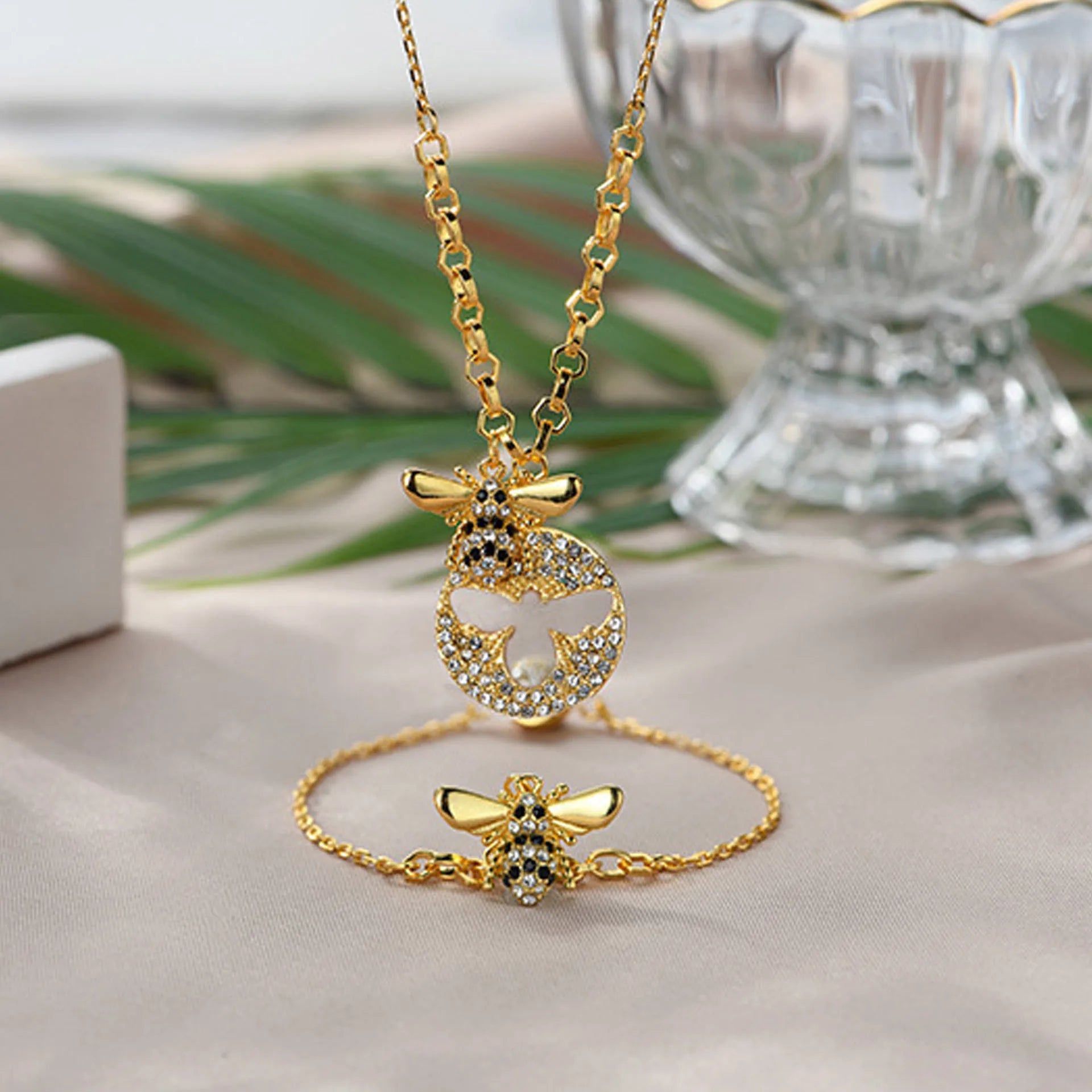Insect Series Jewelry Set | Necklace, Earrings, Bracelet & Ring for Women